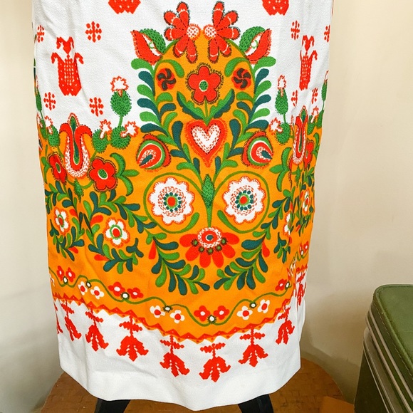 Vintage 70s Maxi Dress Folk Print - Picture 5 of 8